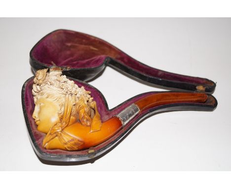 Large cased Meerschaum pipe  