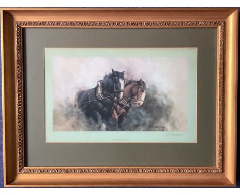 Renowned Artist David Shepherd Signed Colour Print Titled Captain and Sergeant. Signed in pencil. Framed to an overall size o