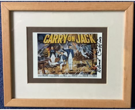 TV FILM! Bernard Cribbins Signed and framed Carry On Jack Postcard overall size, 11x10. Cribbins was known for his role of Al