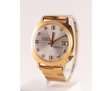 GENTS LATOR SWISS GOLD PLATED VINTAGE WRIST Watch with twenty five jewels self winding movement shock protected and water res
