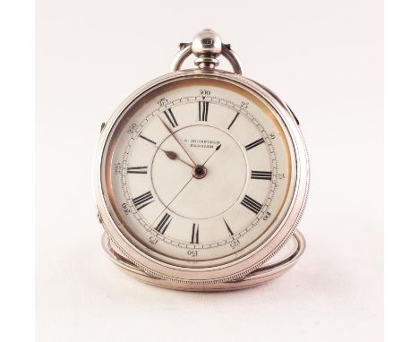 EDWARDIAN SILVER CENTRE SECONDS CHRONOGRAPH, MAKER S. IRONFIELD, REDDISH, STOCKPORT, no 521197, white Roman two part dial, 2 