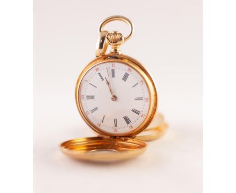 GUSTAVE SANDOZ, HORLOGER DE LA MARIN, 1836 - 1891, PALAIS ROYAL 147, PARIS, A FINE GOLD (UNMARKED) DEMI HUNTER FOB WATCH WITH