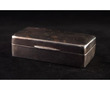 SMALL GEORGE V SILVER CIGARETTE BOX, oblong, the slightly rounded hinge top with engine turned decoration, 3 1/2" (8.9cm) wid