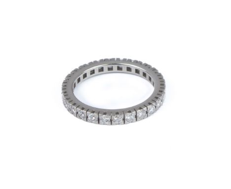 A platinum and diamond full eternity ring - stamped 'PT950', with twenty-six brilliant cut diamonds, total approx. 0.50ct, si