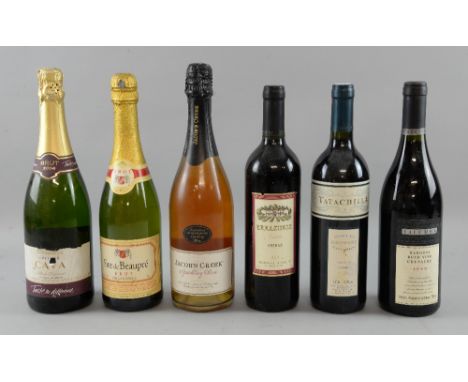 Various bottles of wine to include: 1 bt Yalumba 1996 Austrilian red wine, 1 bt Tatachilla 1999 Australian red wine, 1 bt Err