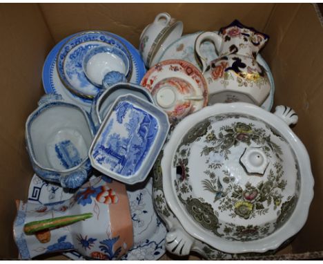 Ceramics - blue and white including Royal Worcester, Copeland, etc; a 19th century Masons ironstone jug; another, 20th centur