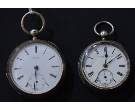 A silver pocket watch, Florida Watch Co, Birmingham 1884; a silver pocket watch, Birmingham 1887 (2)