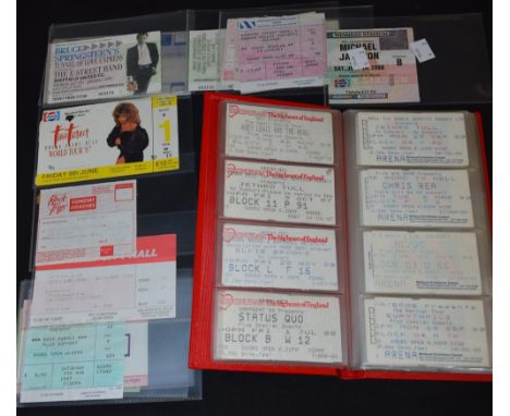 A quantity of ticket stubs including Status Quo, Eric Clapton, AC/DC, Eurythmics, Art Garfunkel; an unused Bruce Springsteen,
