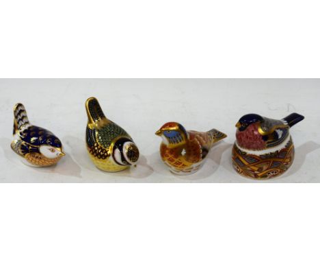 A Royal Crown Derby paperweight, Linnet, 2002 Anniversary edition, gold stopper, certificate, boxed; others, Bullfinch Nestin