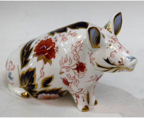 A Royal Crown Derby money box, Prudence the Pig, printed in the Imari palette, limited edition pre-release, exclusive to Pete