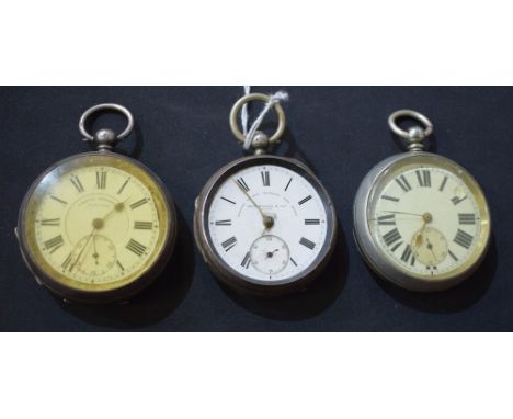 A silver Thomas Russel pocket watch; another, 935 silver; another (3)