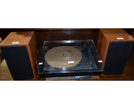 A Linn Axis turntable record player, Linn Basic plus arm; a pair of Tannoy speakers (3)