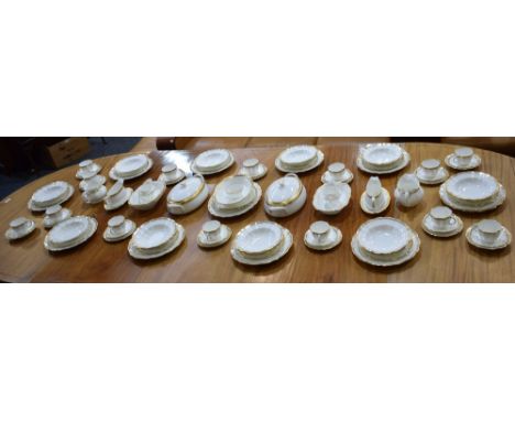 A Royal Crown Derby Tiepolo pattern and Carlton Gold pattern part dinner service, comprising dinner plates, side plates, tea 