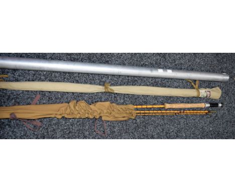 Fishing Rods - a three section split cane fishing rod, Reiver, J &amp; R Turnbull, Galashiels, "7, 10ft, soft cloth case; ano