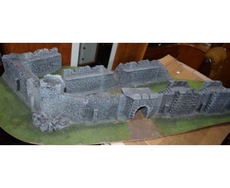 A scale model backdrop, of a castle