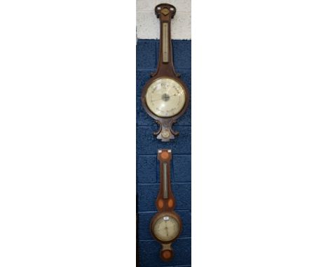 A large Victorian wheel barometer, by B &amp; J Ronchetti, 110cm high; another, Edward Johnson &amp; Son, Derby (2)