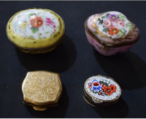 French porcelain patch boxes; two others, similar (4)