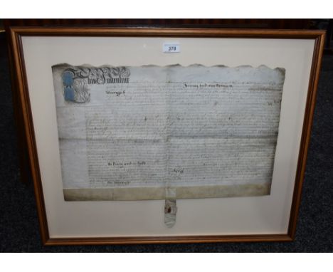 Local Interest - a William III ink manuscript and vellum indenture, dated 1699, recording the settlement of a payment between