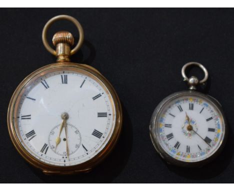 Watches - a gold plated Star open face pocket watch, white enamel dial, bold Roman numerals, button wind movement; another Vi