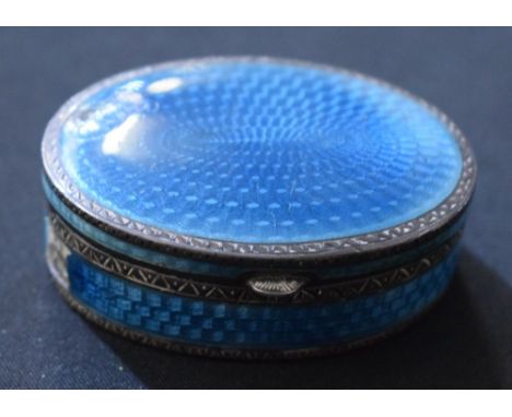 An Austrian silver and enamel oval snuff box, c.1920 Condition Report: Old chips to left hand side, and edge of cover