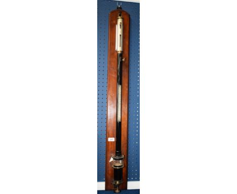 A 19th century large bore Kew pattern barometer, 20.5cm silvered register with rack-and-pinion adjustment, numbered 862, bras