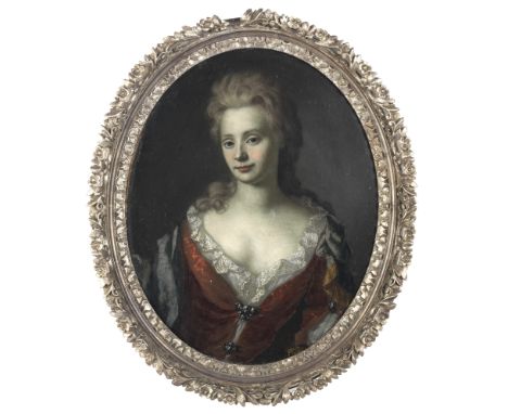 Circle of Johannes Kerseboom (British, circa 1679-circa 1707 London)Portrait of Miss Coningsby, half-length, in a red dress a