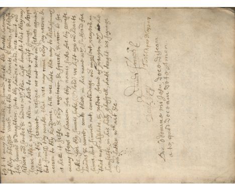HEREFORDSHIREManuscript notebook bearing the names of 'David James' and 'William James', the first seven leaves with copies o