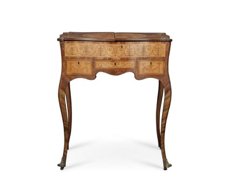 A George III kingwood and fruitwood marquetry dressing tableLouis XV style, in the manner of Pierre Langlois (1718-1767)The d