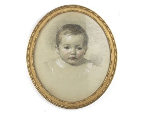 Frederick Samuel Beaumont (British, 1861-1954)David Arkwright aged 11 months, ovalSigned 'Frederick Beaumont 1913' (lower rig
