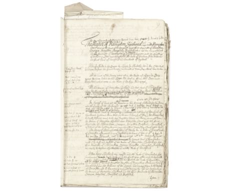 HEREFORDSHIRE - HAMPTON COURTVolume containing collection of c.70 seventeenth and eighteenth century manuscript documents per