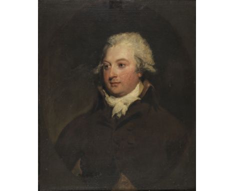 Circle of Sir Thomas Lawrence, PRA (British, 1769-1830)Portrait of a gentleman, bust-length, wearing a brown coat and white c