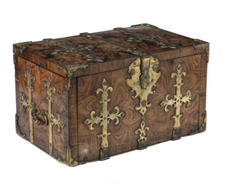 A late 17th century kingwood, rosewood and gilt brass mounted strong box or coffre-fortThe fleur-de-lis and foliate pierced s