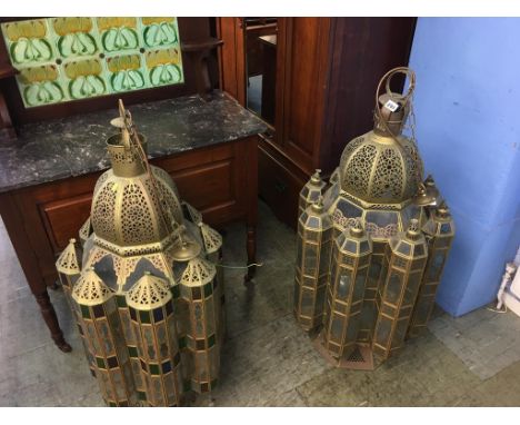 Pair of large Moroccan style light shades, 100cm