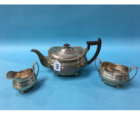 Silver three piece tea service by James Dixon, Sheffield, date 1894, total weight 30.7oz
