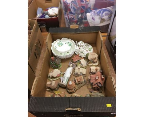 Tray of assorted, including Lilliput Lane, a Nao figure etc.