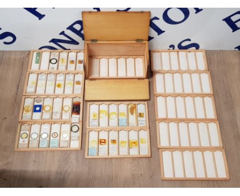 A SELECTION OF VICTORIAN MICROSCOPE SLIDES, MISCELLANEOUS SUBJECTS INCLUDING SALMON SCALE, HOUSE FLY LEG ETC HOUSED IN 12 SLI
