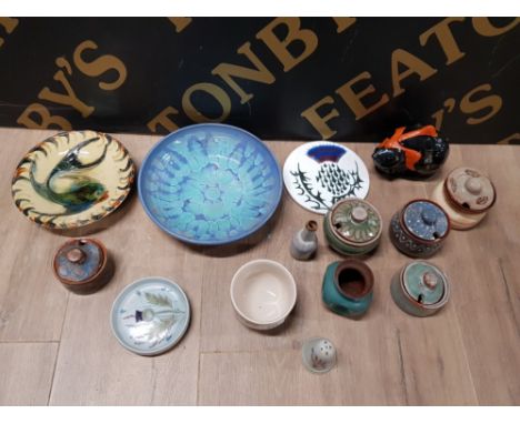STUDIO POTTERY COVERED POTS AND PLATES TO INCLUDE BUCHAN POOLE PUIGDEMONT ETC. 14