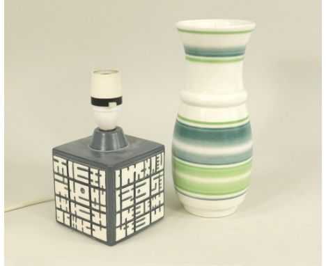 POOLE POTTERY. A Poole Pottery Robert Jefferson lamp base &amp; a Poole Pottery vase. Vase height 23cm.