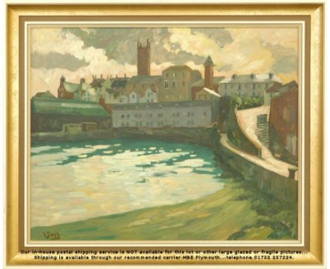 BOB VIGG. Abbey Slip &amp; the Basin, Penzance. Oil on board, signed. 59 x 75cm.
