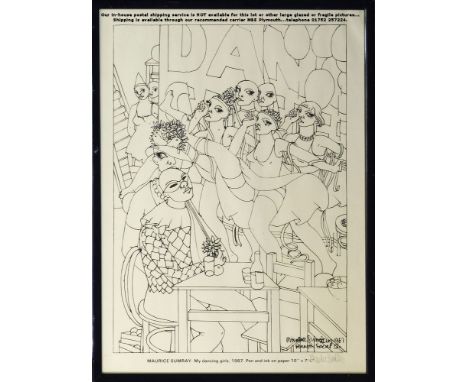 MAURICE SUMRAY. 'My Dancing Girls.' A print after Maurice Sumray's pen &amp; ink drawing dated 1987. Signed by the artist. 51