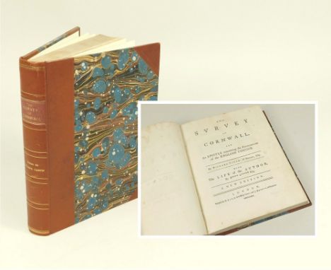 R. CAREW. 'Survey of Cornwall'. 3rd Edn. 1769. Rebound. VGC. £80-120