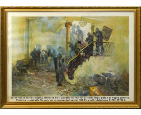 DAVID SHEPHERD.A coloured print after David Shepherd of 16, Prince's Gate, showing the siege at the embassy. A limited editio