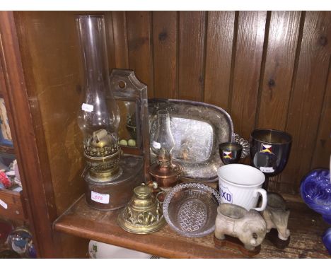 OIL LAMP AND OTHER ITEMS