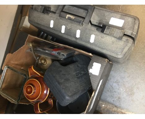 TWO BOXES MISC. AND A TYPEWRITER    T4