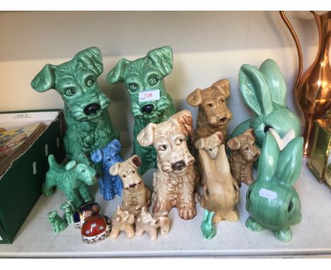COLLECTION OF SYLVAC AND OTHER DOGS AND RABBITSCONDITION:  CHIP TO BASE AT REAR OF BLUE DOG AND PAW OF SMALL DOG FIGURE AT FR