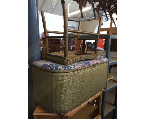 A GOLD LLOYD LOOM STYLE BEDDING BOX AND STOOL