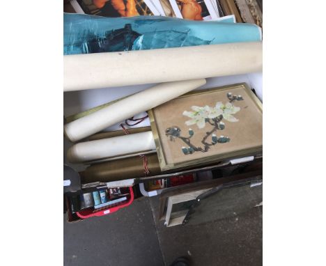 BOX OF ROLLED PRINTS ETC.   T3