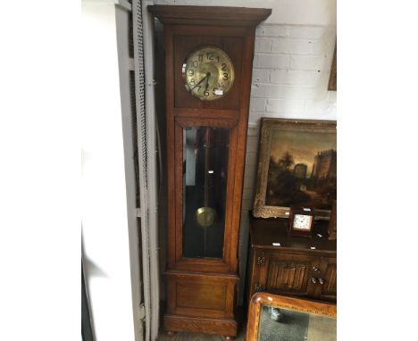 AN OAK LONGCASE CLOCK     H203CM W56CM D33CM