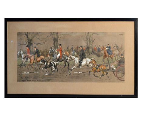 Charles "Snaffles" Johnson Payne (1884–1967)"Roadsters",hand-tinted lithograph,48 x 89cms, framed.