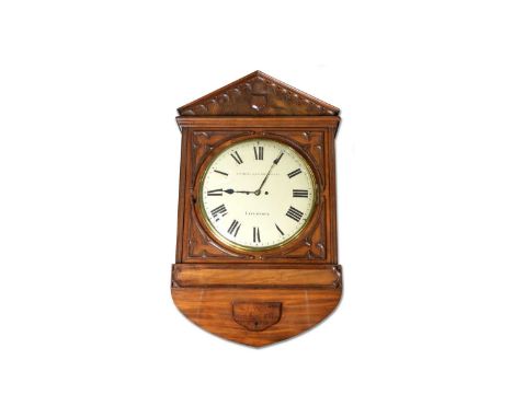Litherland, Davies & Co., Liverpool: a 19th Century mahogany wall clock, the circular painted roman dial with two train twin 